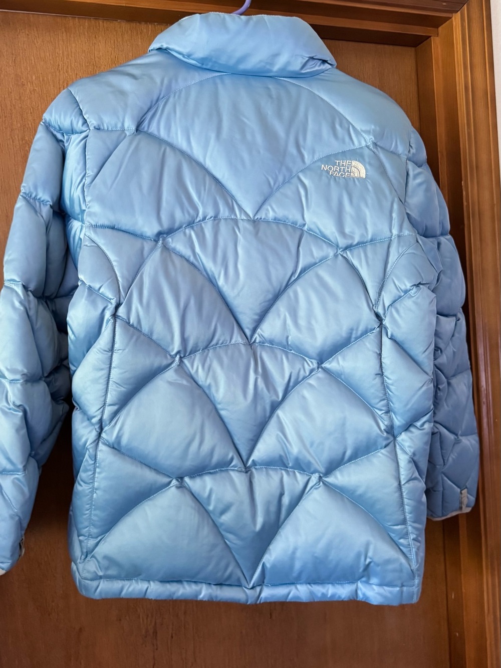 The North Face Girls XL/TG Pale Blue Quilted Puffer Jacket - Picture 3 of 4